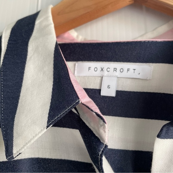 Foxcroft Navy and White Striped Blouse - Picture 4 of 8
